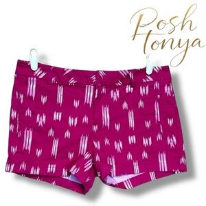 JC Penney Ikat Print Shorts Magenta Pink Size 8 Preppy Coastal Resort Casual
